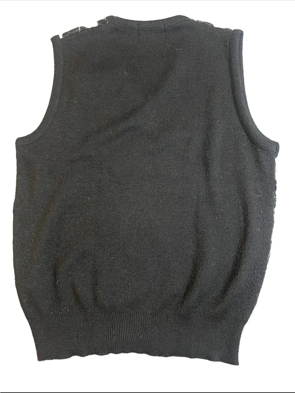 Vintage Gray & Black V-Neck Sweater Vest-Briarcliff USA M Dark Academia Preppy